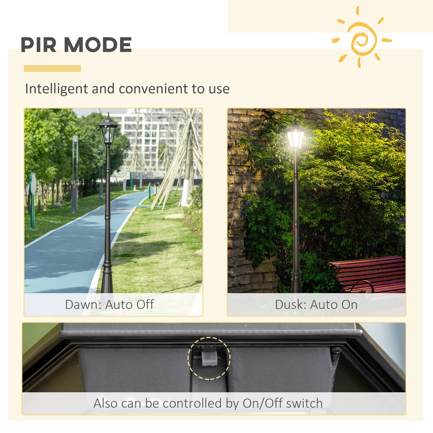 Elegant 94.5" Solar Lamp Post Light - Vintage Dusk to Dawn Street Light with Motion Sensor for Garden, Lawn, Pathway & Driveway - Durable Black Aluminum Design