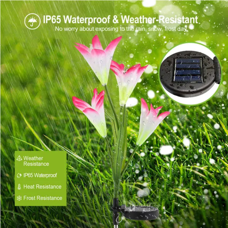 Transform Your Garden with Enchanting Solar Lily Flower Lights - 2-Pack LED Elegance for Outdoor Illumination