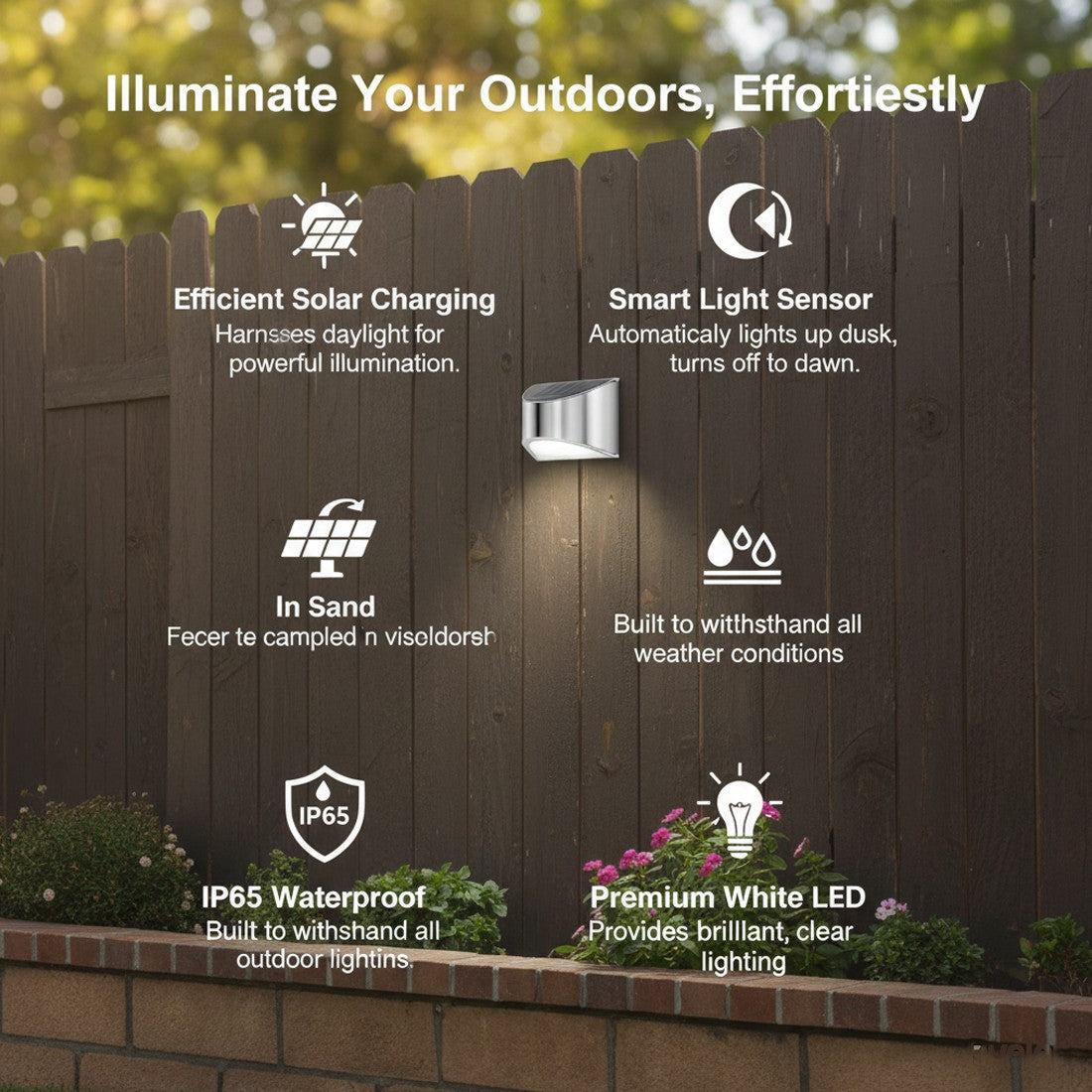 Illuminate Your Outdoors: 4-Pack Ultra Bright Solar LED Garden Wall Lights for Doors & Fences