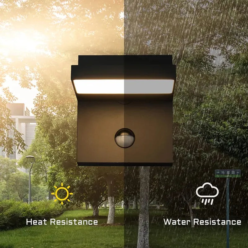 Sleek Modern Outdoor Motion Sensor Wall Light - Elegant Sconce Lantern for Porch & Front Door