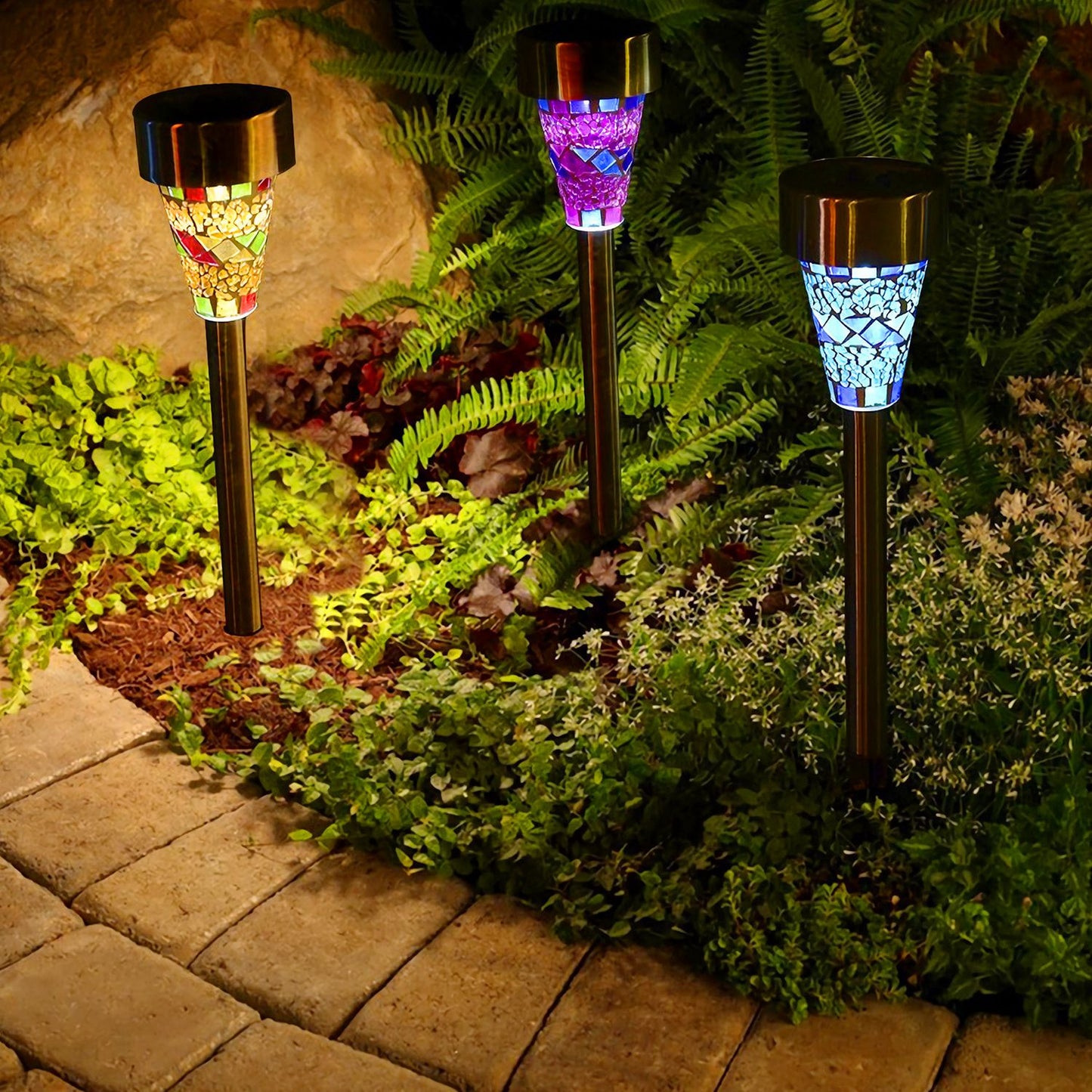 Transform Your Outdoors: 6-Pack Waterproof Mosaic Solar Pathway Lights for Stunning Yards & Driveways