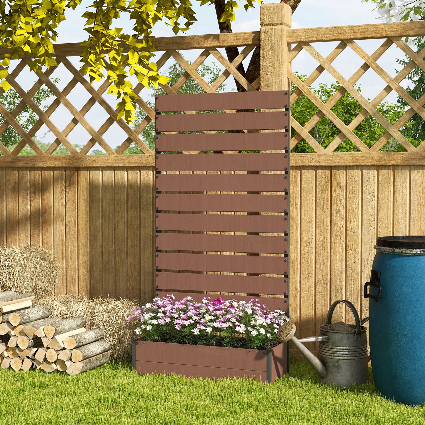 Transform Your Garden with Our Chic Light Brown Trellis Planter for Climbing Plants - Stylish Raised Bed & Planter Box!