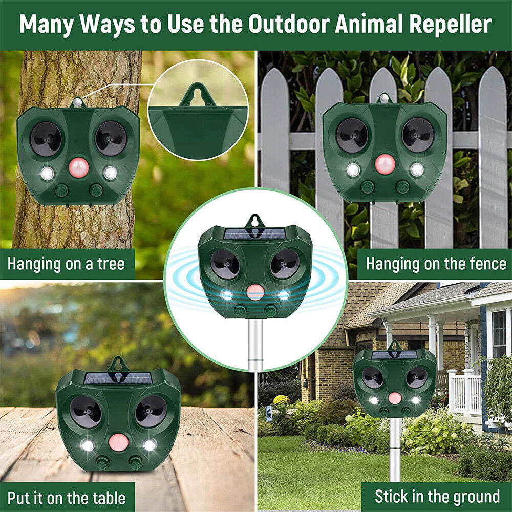 Eco-Friendly Solar Ultrasonic Bird Repeller with Motion Sensor – Ultimate Animal & Pet Deterrent for Rats and Possums