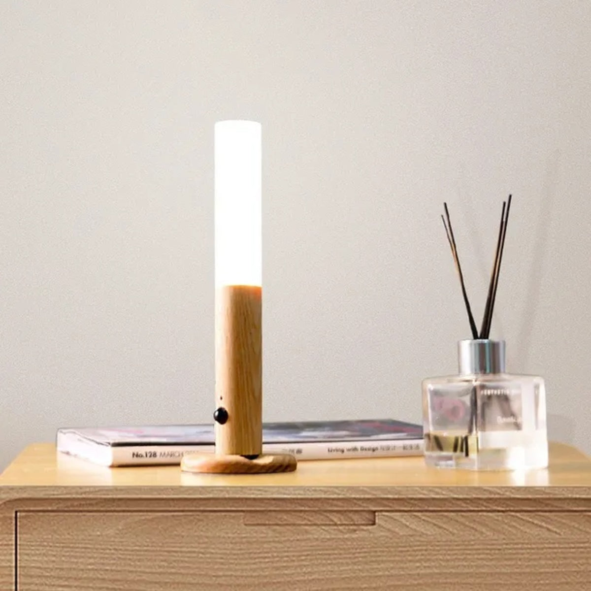 Magnetic Rechargeable Motion Sensor Night Light - Stylish Wooden LED Sconce for Bedroom, Hallway, and Stairs