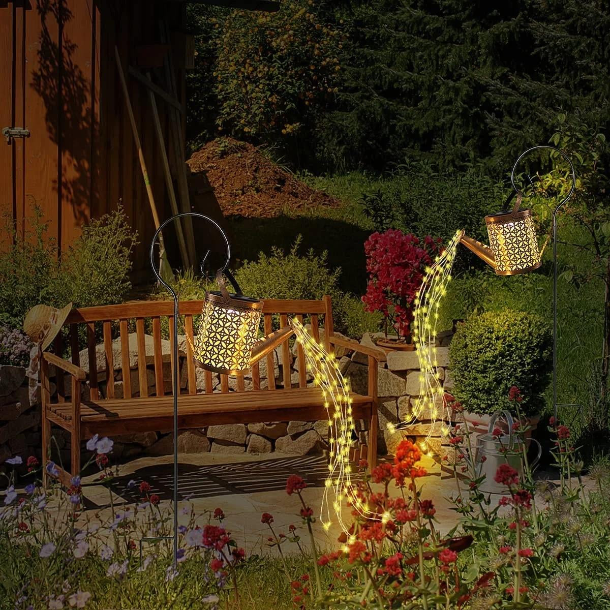 Transform Your Garden with 2-Pack Solar LED Watering Can String Lights – Ideal Outdoor Decor!