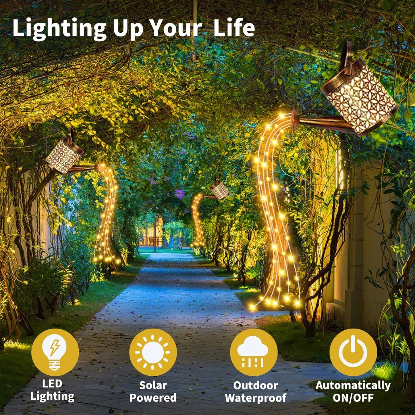 Transform Your Garden with 2-Pack Solar LED Watering Can String Lights – Ideal Outdoor Decor!