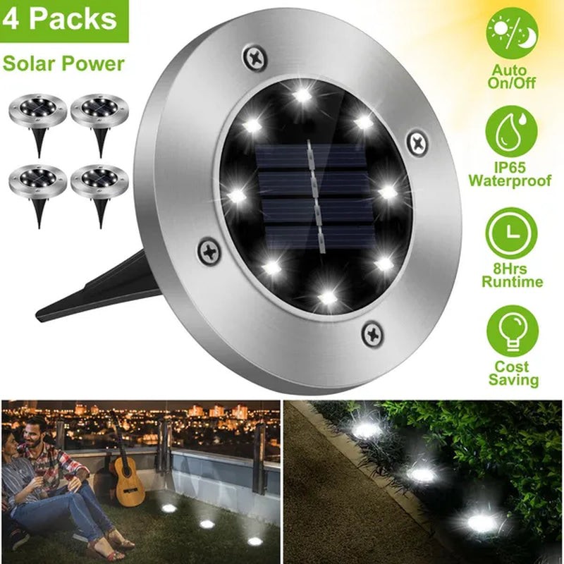 Illuminate Your Outdoors with 4-Pack Waterproof Solar Ground Lights - IP65 Rated Landscape Lighting