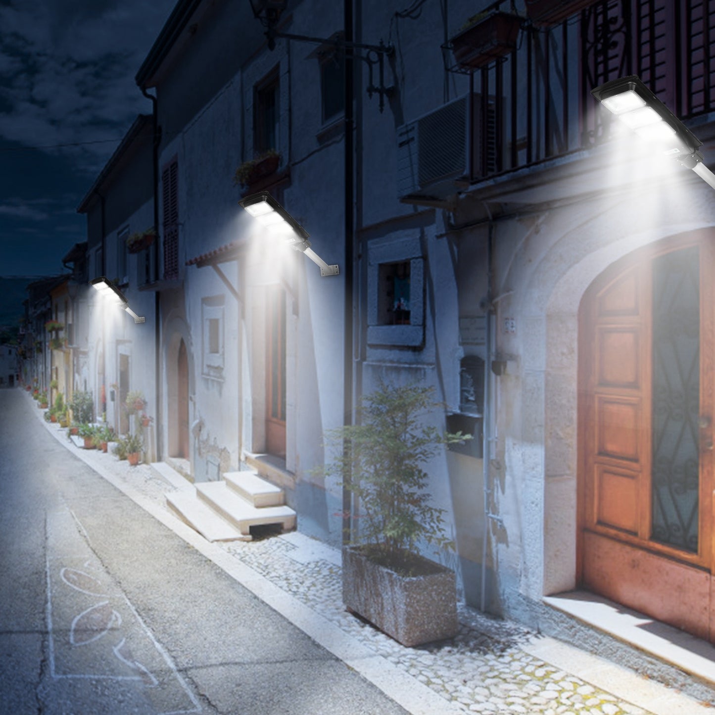 Illuminate Your Outdoors with 180 LED Solar Street Path Lights - Remote Control, Waterproof & Wireless for Garage, Front Door, and Garden Pathway!
