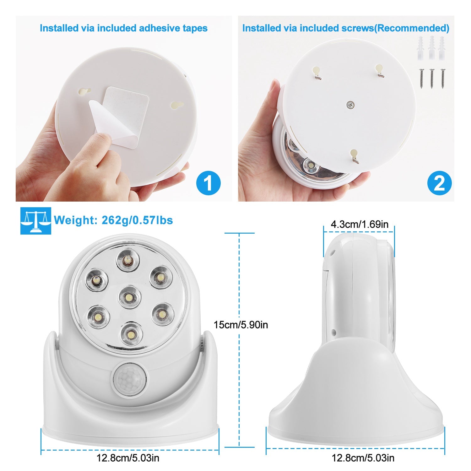 Revolutionary Wireless 360° LED Spotlight with Motion Sensor - Perfect Battery-Powered Night Lamp for Closets & Bathrooms, 23ft Sensing Range!