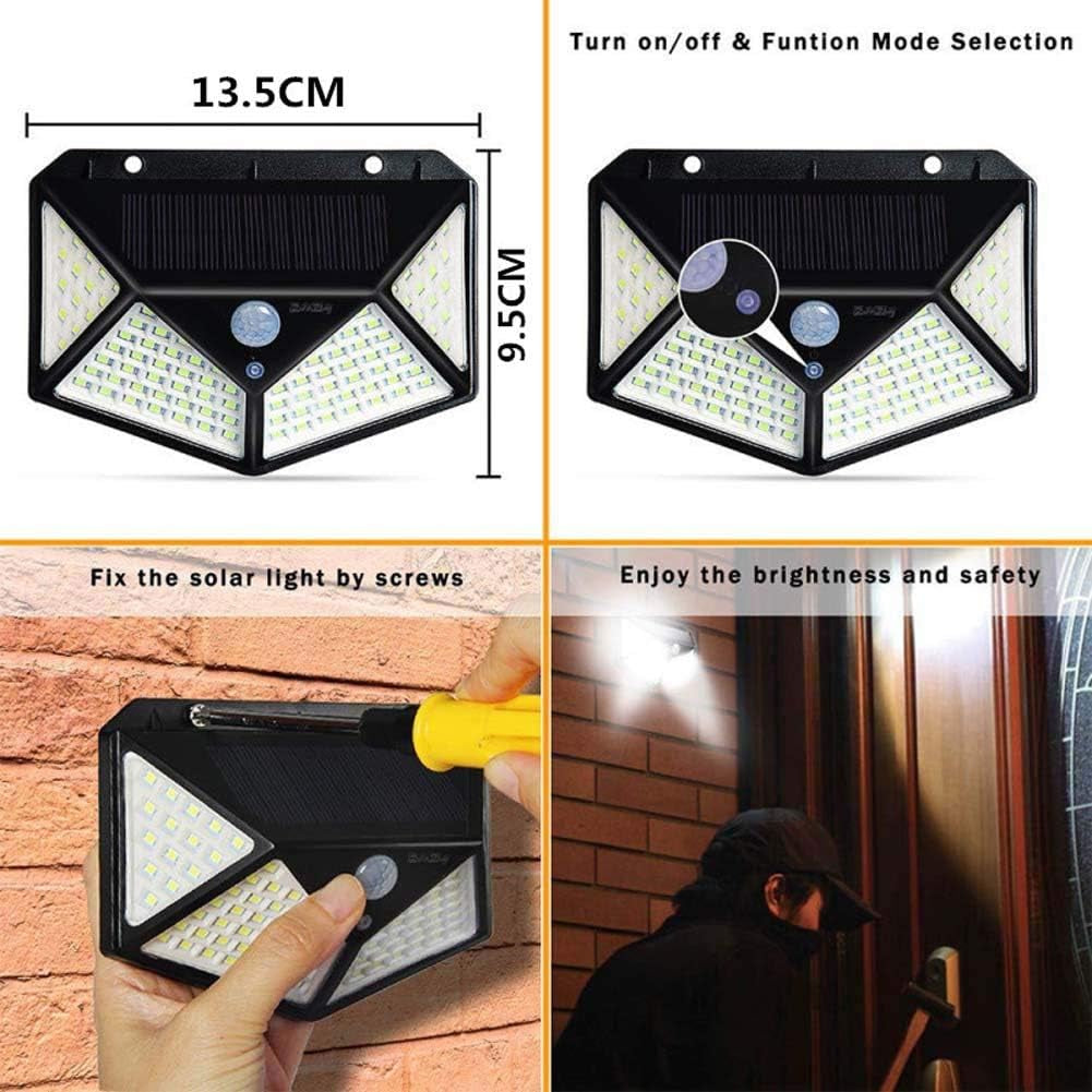 Aolyty 2-Pack Solar Motion Sensor Wall Lights - 3 Modes, Waterproof LED Security Lights with 4-Side Illumination for Garden, Yard, Patio & Walkway