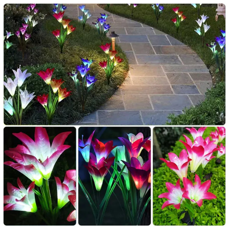 Illuminate Your Garden with Stunning 2-Pack Solar Lily Flower Lights – Elegant LED Glow for Outdoor Elegance!