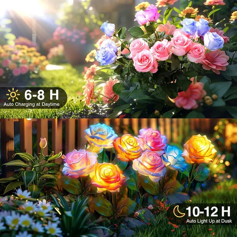 Transform Your Outdoor Space with 4 Pack Waterproof Solar Flower Lights - Stunning Solar Garden Decorations