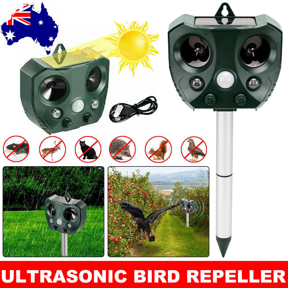 Eco-Friendly Solar Ultrasonic Bird Repeller with Motion Sensor – Ultimate Animal & Pet Deterrent for Rats and Possums
