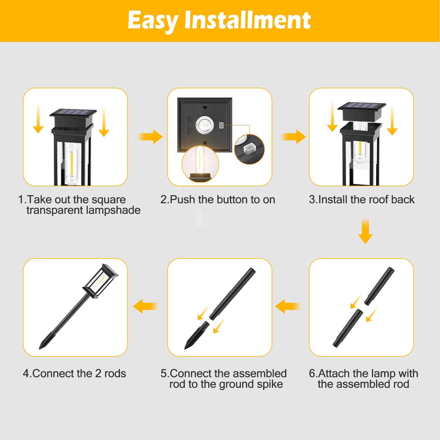Transform Your Outdoor Space: 6-Pack Solar Waterproof Stake Lights for Pathway, Garden, and Patio