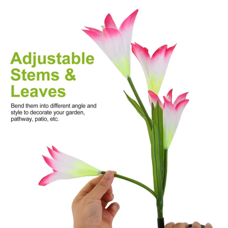 Transform Your Garden with Enchanting Solar Lily Flower Lights - 2-Pack LED Elegance for Outdoor Illumination