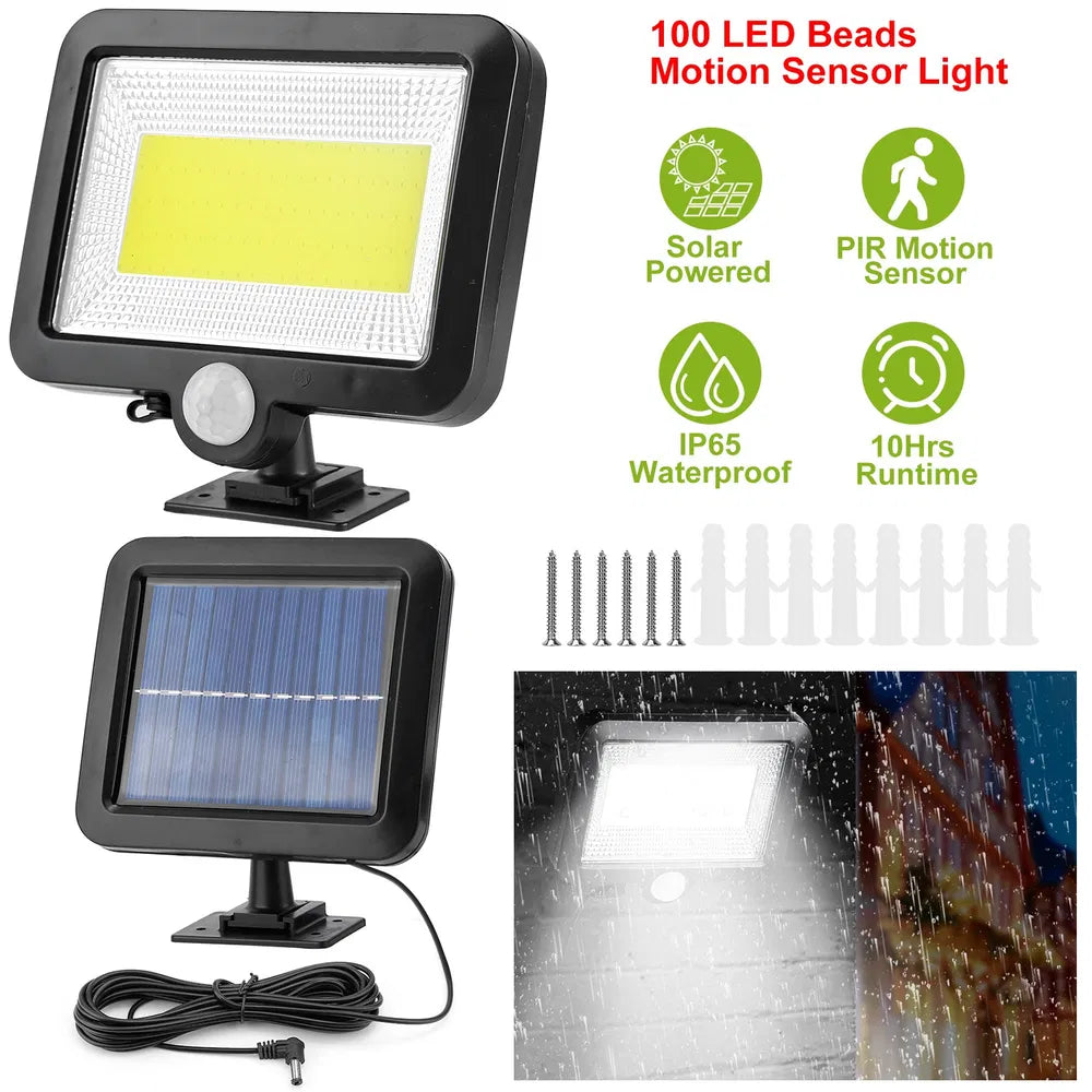 Brighten Your Outdoors: Solar Motion Sensor Wall Lights with 100 LEDs - Waterproof & Dusk to Dawn Technology