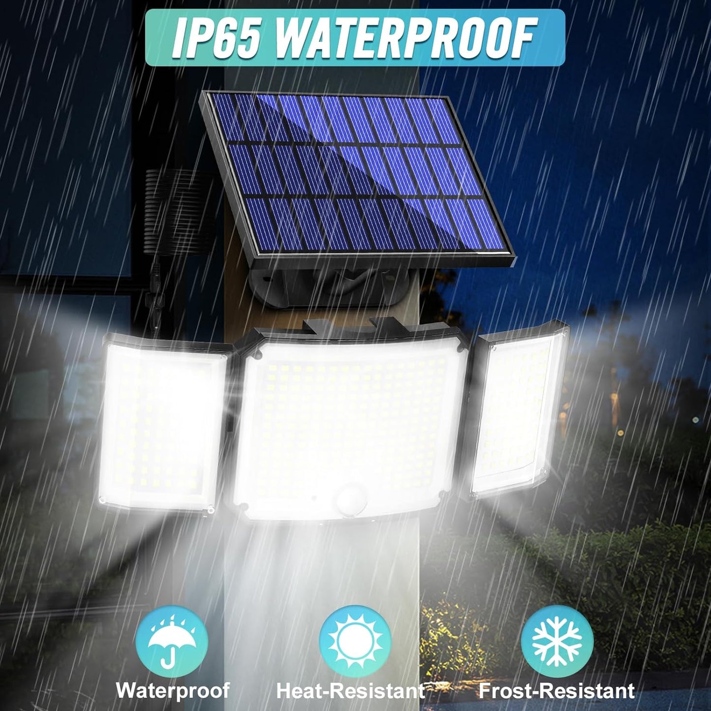 Ultimate 348 LED Solar Motion Sensor Lights - 1 or 2 Pack with Remote & 3 Adjustable Heads - Waterproof Outdoor Security Solution
