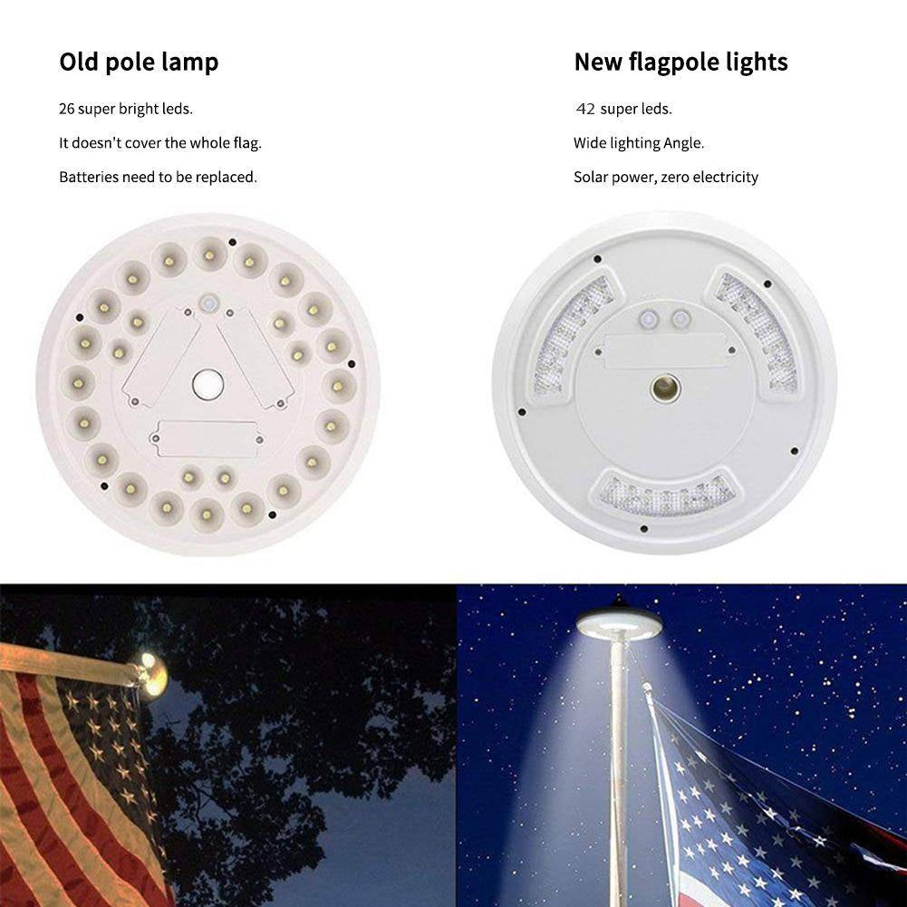 Illuminate Your Flag with the 42 LED Solar Flag Pole Light - Perfect for Outdoor Camping and Tent Use!
