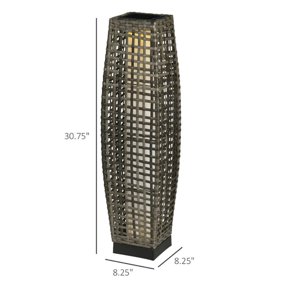 Elegant Solar LED Floor Lamp - Automatic Outdoor Lantern for Pathways, Yards, and Decks - Sleek Gray Design