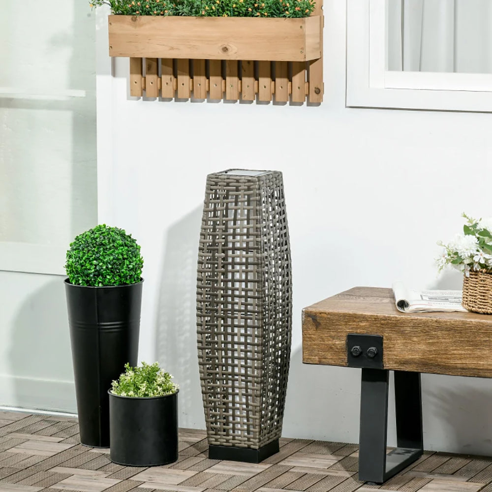Elegant Solar LED Floor Lamp - Automatic Outdoor Lantern for Pathways, Yards, and Decks - Sleek Gray Design