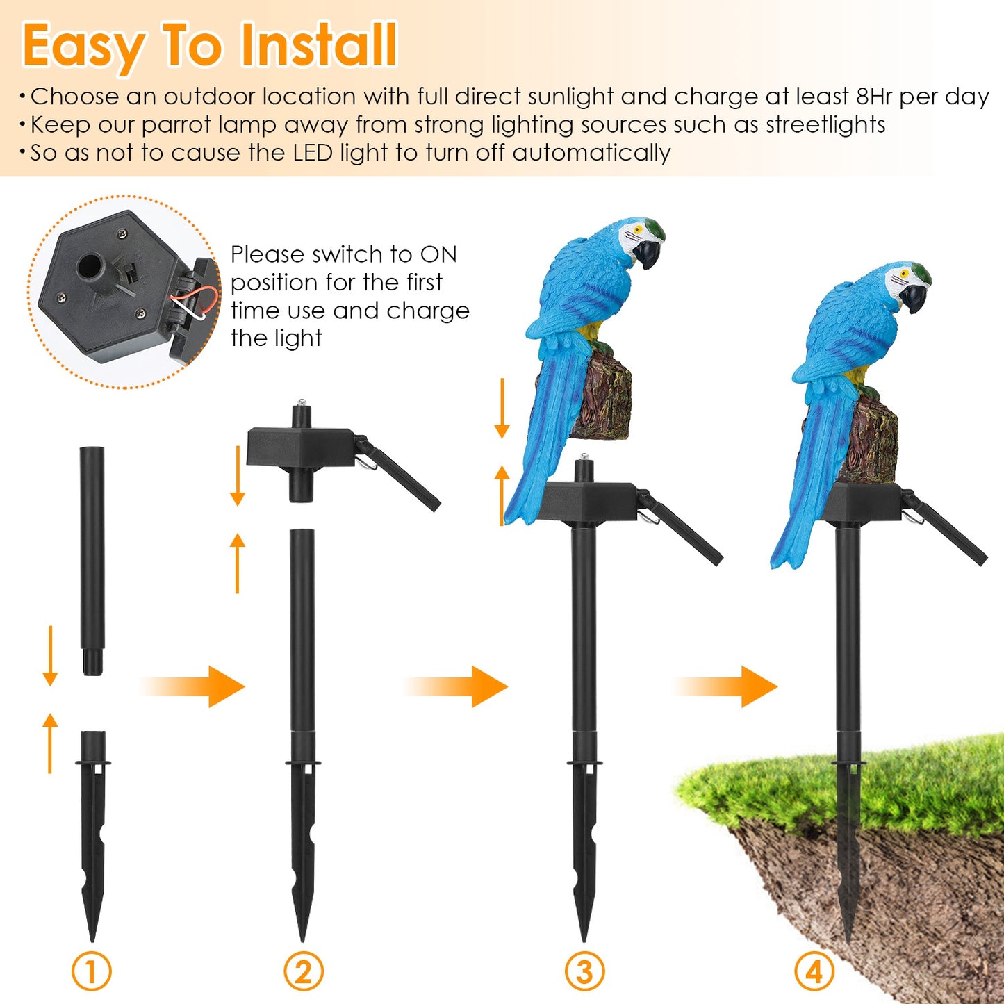 Transform Your Outdoor Space with Waterproof Solar-Powered Parrot Garden Lights - Perfect LED Decor for Lawn, Driveway & Patio!