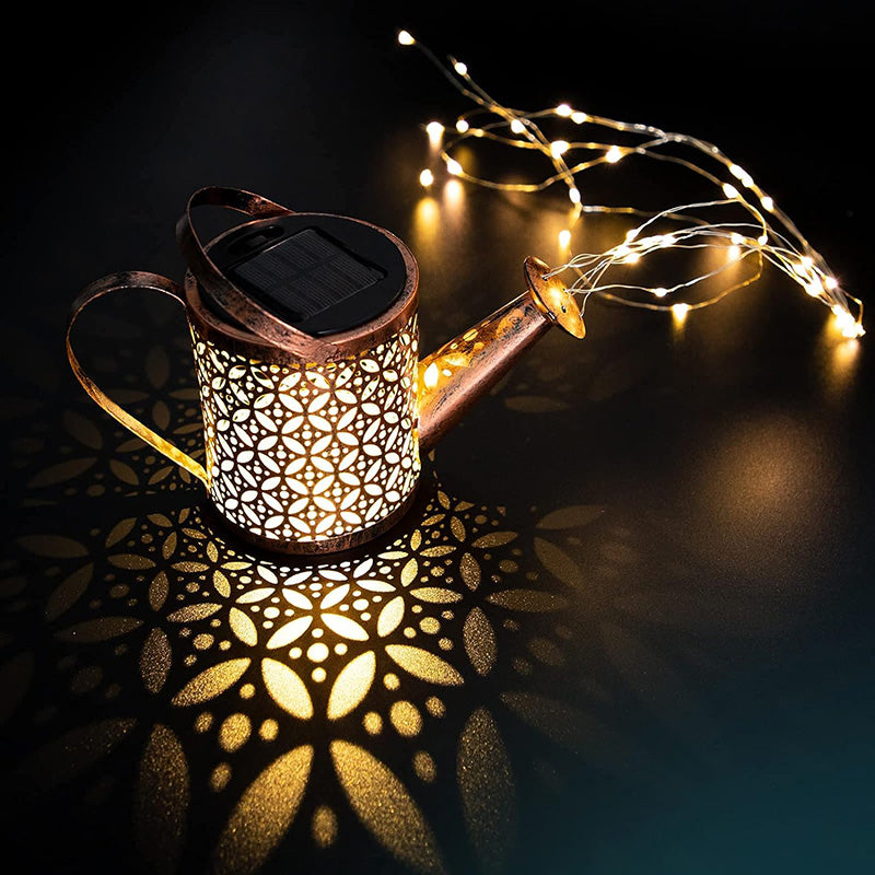 Enchanting 2PCS Solar LED Watering Can String Lights - Perfect for Outdoor Decor