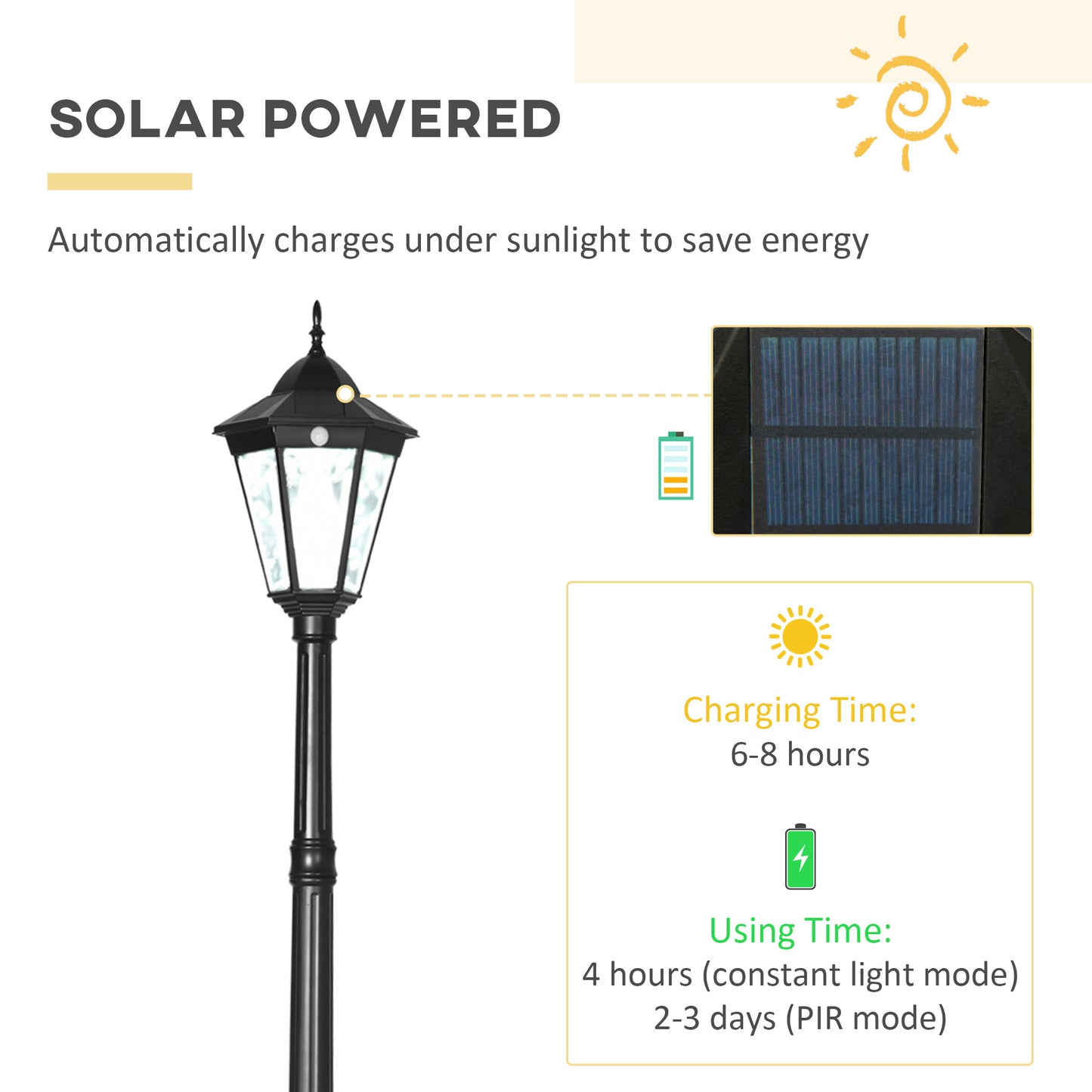 Elegant 94.5" Solar Lamp Post Light - Vintage Dusk to Dawn Street Light with Motion Sensor for Garden, Lawn, Pathway & Driveway - Durable Black Aluminum Design
