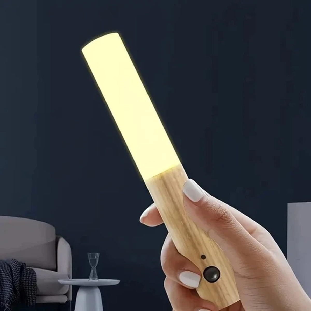 Magnetic Rechargeable Motion Sensor Night Light - Stylish Wooden LED Sconce for Bedroom, Hallway, and Stairs