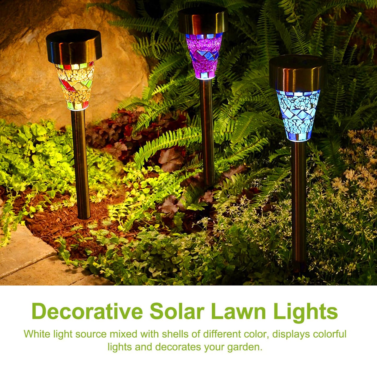 Transform Your Outdoors: 6-Pack Waterproof Mosaic Solar Pathway Lights for Stunning Yards & Driveways