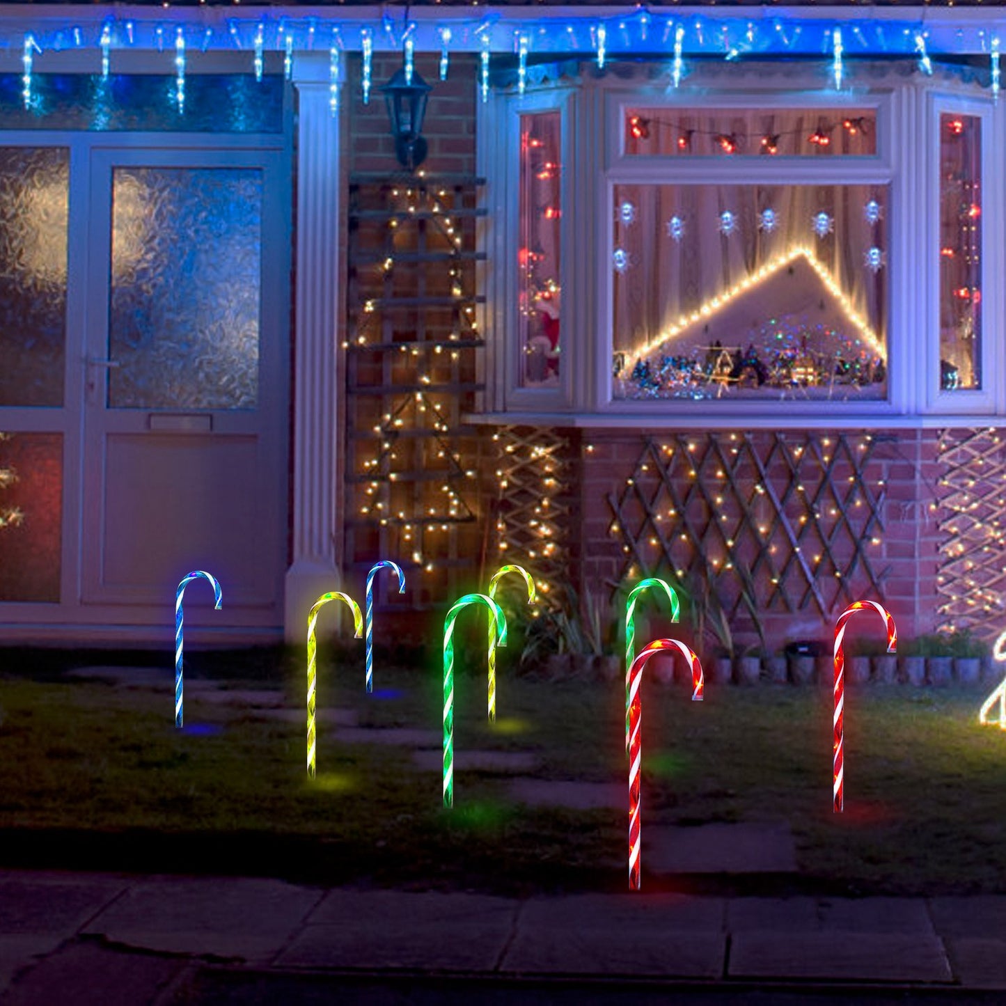 Brighten Your Holidays with Solar-Powered Waterproof Candy Cane Lights - Ideal for Patios, Yards, and Pathways!