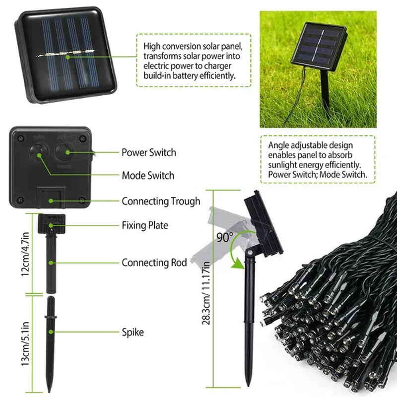 Transform Your Outdoor Space with 12M Solar LED Fairy String Lights - Enchanting Ambiance Awaits!
