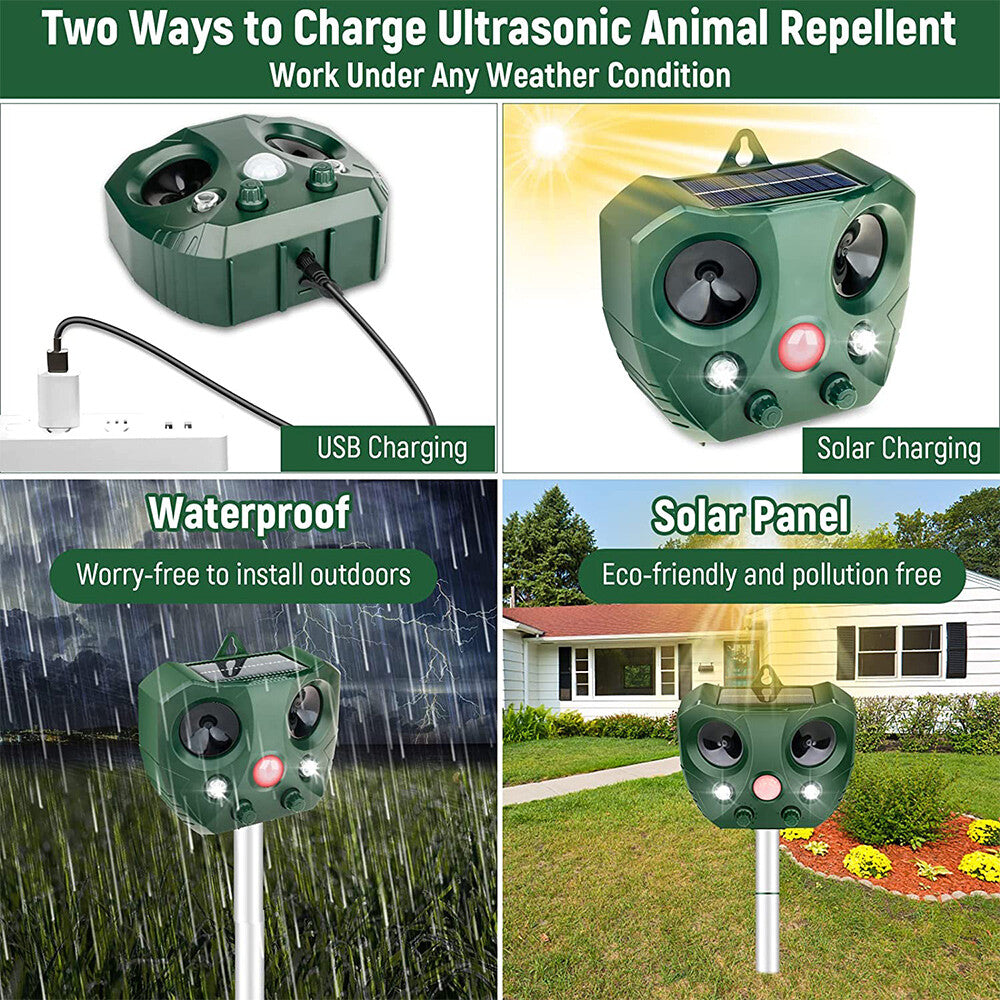 Eco-Friendly Solar Ultrasonic Bird Repeller with Motion Sensor – Ultimate Animal & Pet Deterrent for Rats and Possums