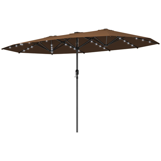 Illuminate Your Outdoor Oasis: Double-Sided Garden Parasol with LED Solar Lights - Ideal for Relaxation and Coffee Moments