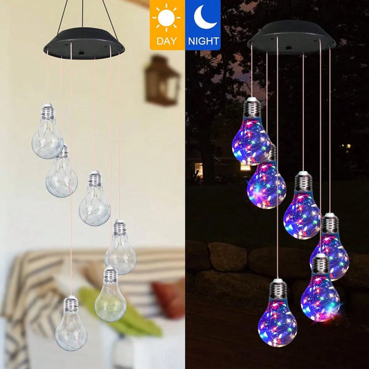 Enchanting Solar-Powered LED Wind Chimes - 21.6 Inch Colorful Hanging Mobile for Stunning Outdoor Decor - Waterproof Lights for Porch, Garden, and Patio