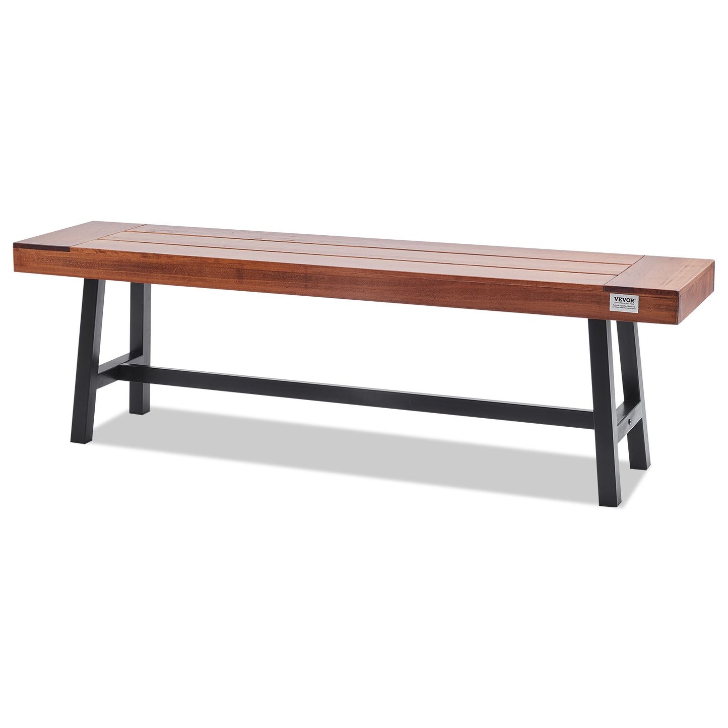 Durable 63-Inch Outdoor Wood Garden Bench with Metal Legs - Supports 500 lbs for Patio, Park, Yard, and Front Porch Comfort