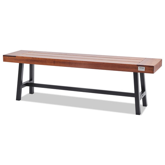 Durable 63-Inch Outdoor Wood Garden Bench with Metal Legs - Supports 500 lbs for Patio, Park, Yard, and Front Porch Comfort
