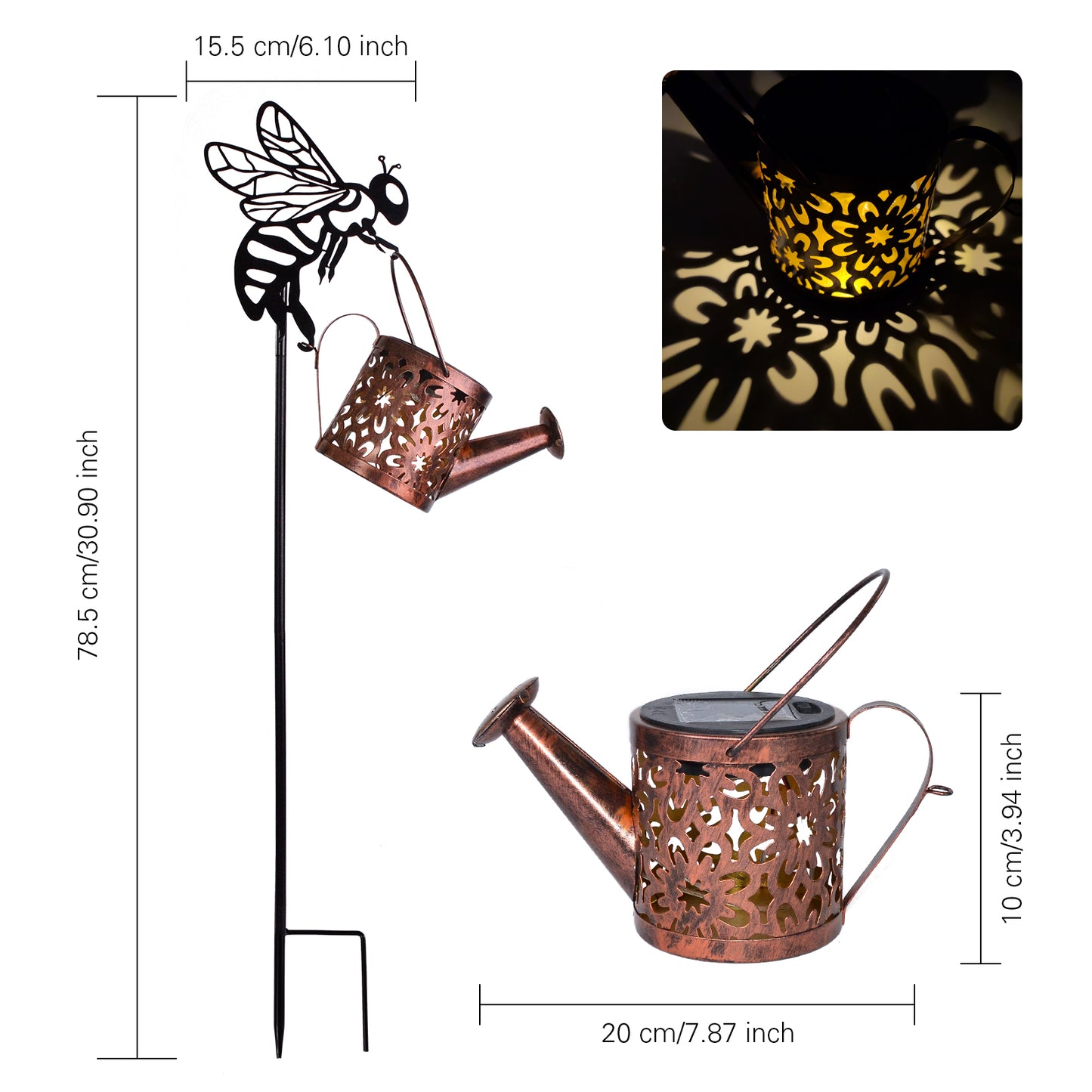 Enchanting Solar Flower Garden Lights - Stylish Waterproof Metal Watering Can Design for Patio, Lawn, and Pathway - Ideal Gardening Gifts!