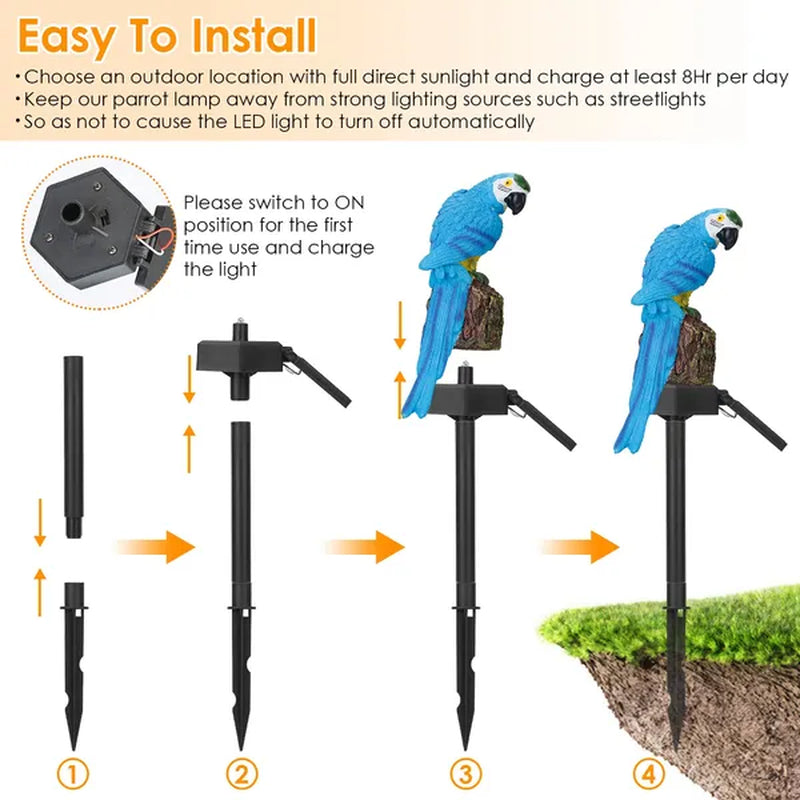 Illuminate Your Garden with the Vibrant Solar Powered Parrot Light - Waterproof LED for Stunning Lawn Decor!
