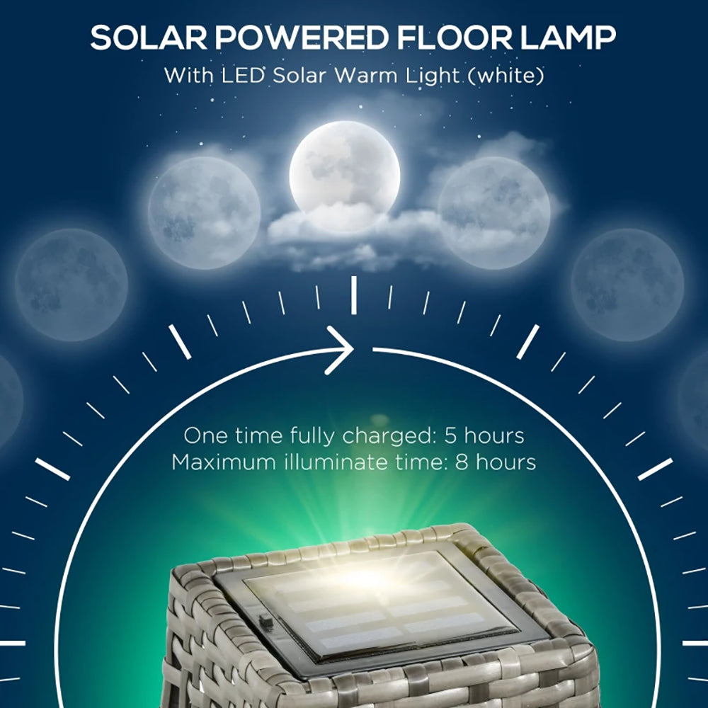 Elegant Solar LED Floor Lamp - Automatic Outdoor Lantern for Pathways, Yards, and Decks - Sleek Gray Design