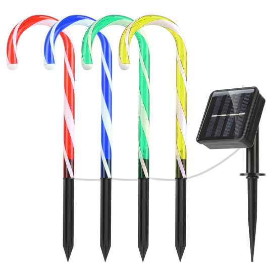 Brighten Your Holidays with Solar-Powered Waterproof Candy Cane Lights - Ideal for Patios, Yards, and Pathways!