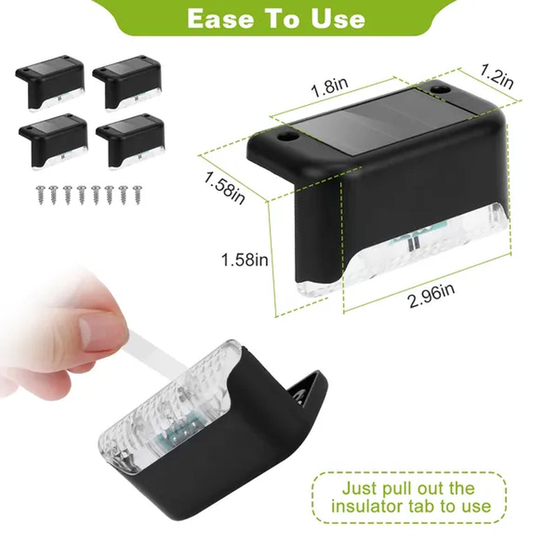 Illuminate Your Outdoors: 4-Pack Solar Powered LED Step Lights - Water-Resistant & Dusk-Activated