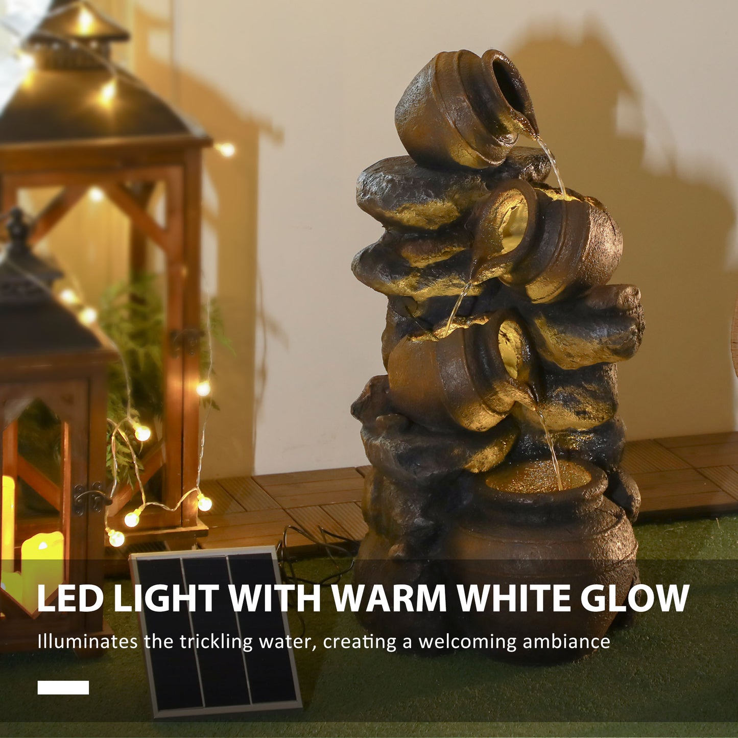 Elevate Your Outdoor Oasis with a 28.3" Solar-Powered 4-Tier Water Fountain - Stunning LED Lights & Elegant Resin Design