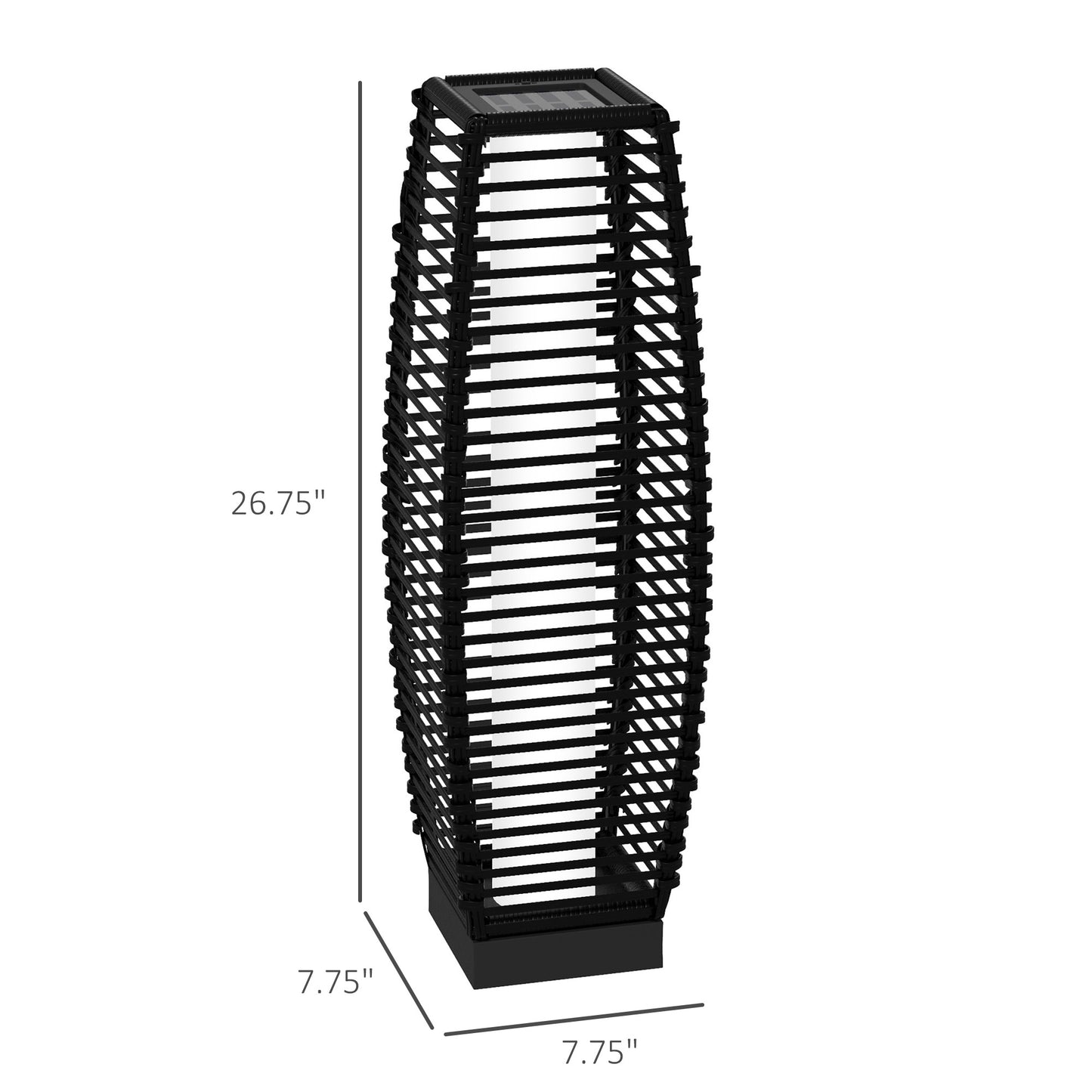 Elegant Black Solar Rattan Floor Lamp - Chic Outdoor Garden Lantern & Driveway Lighting