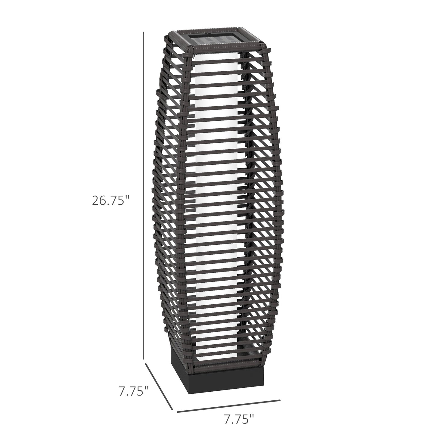 Stylish Gray Solar Rattan Floor Lamp - Automatic LED Outdoor Lantern for Pathway & Driveway Lighting