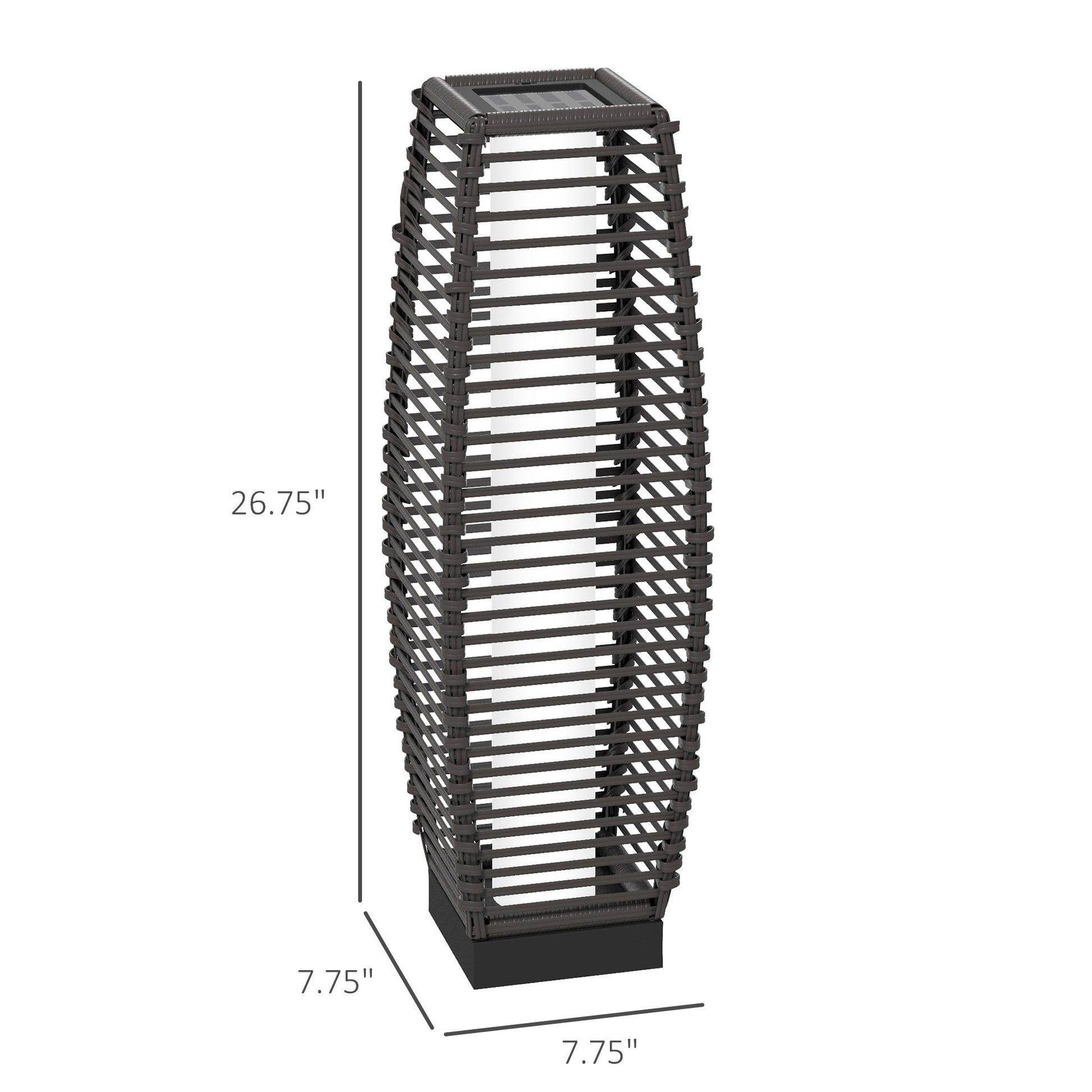Stylish Gray Solar Rattan Floor Lamp - Automatic LED Outdoor Lantern for Pathway & Driveway Lighting