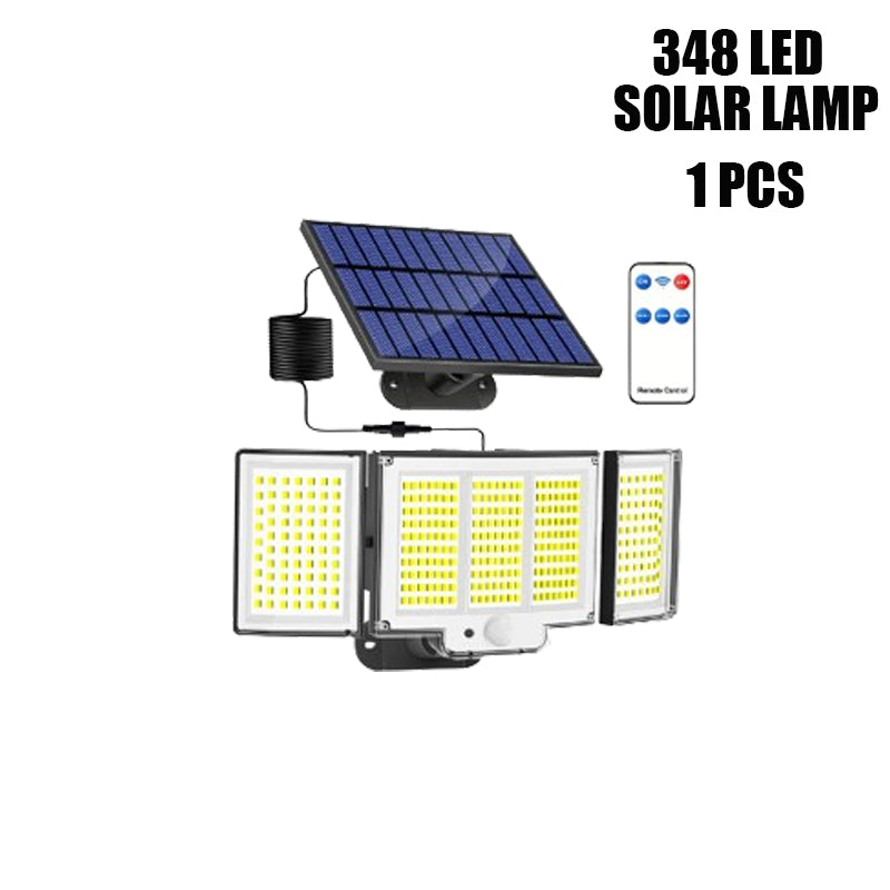 Ultimate 348 LED Solar Motion Sensor Lights - 1 or 2 Pack with Remote & 3 Adjustable Heads - Waterproof Outdoor Security Solution