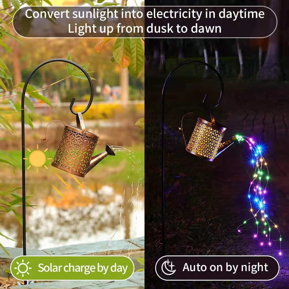 Elegant Set of 2 Copper Solar Watering Can Lights – Perfect Outdoor Decor for Pathways, Yards, and Patios