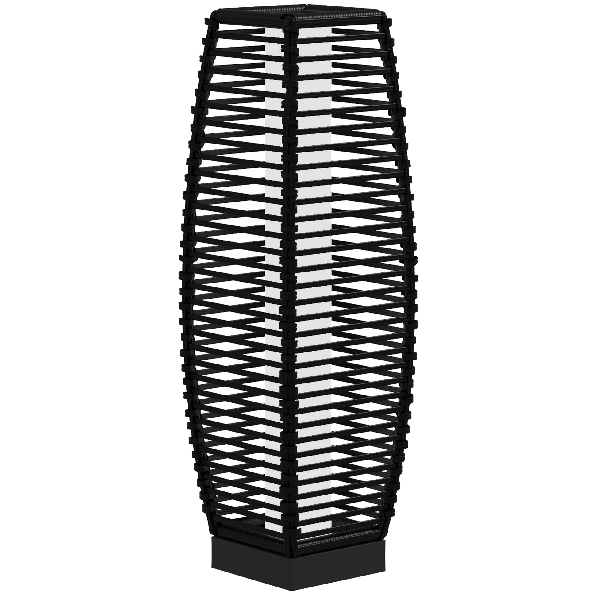 Elegant Black Solar Rattan Floor Lamp - Chic Outdoor Garden Lantern & Driveway Lighting