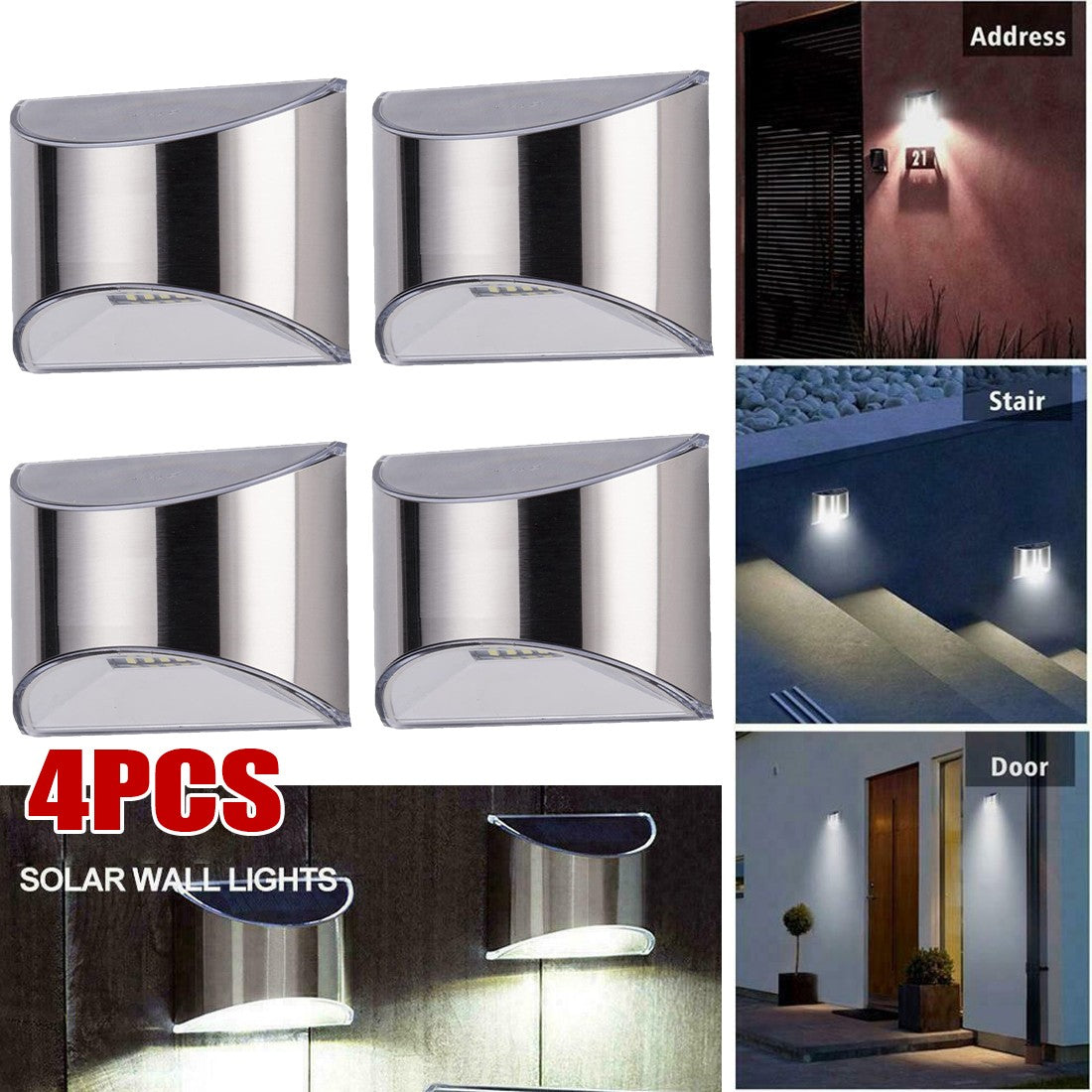 Illuminate Your Outdoors: 4-Pack Ultra Bright Solar LED Garden Wall Lights for Doors & Fences