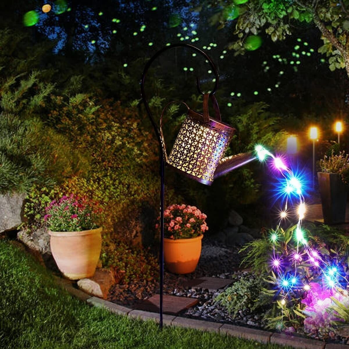 Elegant Set of 2 Copper Solar Watering Can Lights – Perfect Outdoor Decor for Pathways, Yards, and Patios